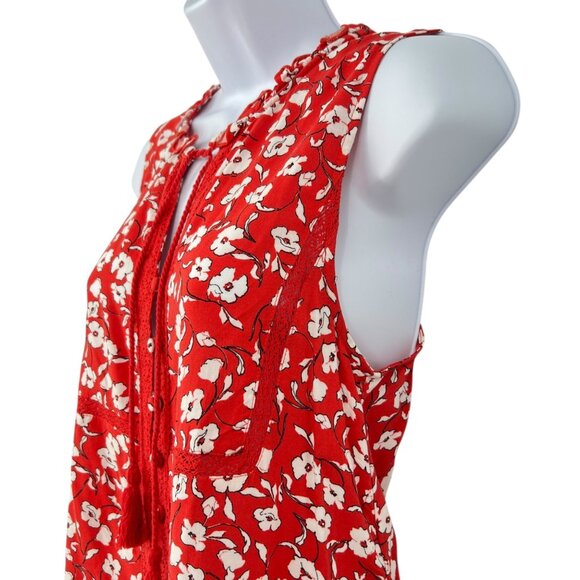 Spiritual Gangster Red Floral Romper with Tassels Size Small - Picture 4 of 14